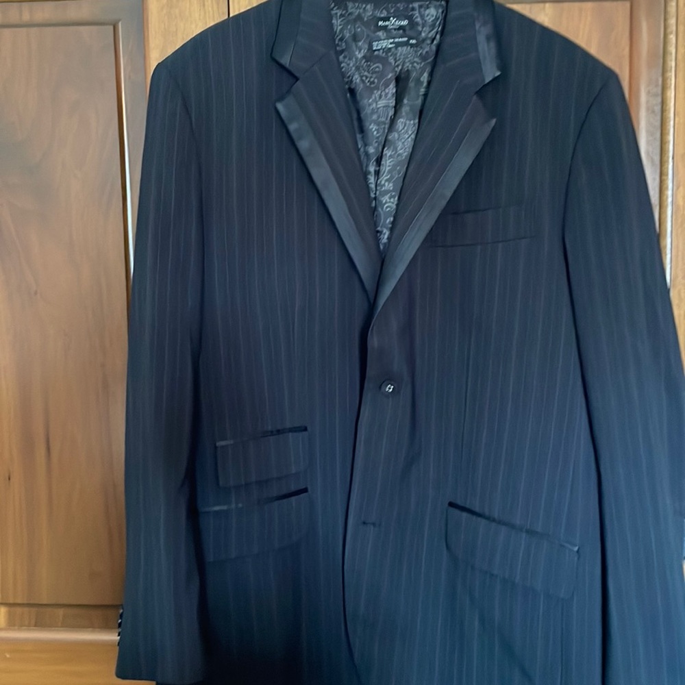 Men’s Marc Ecko pinstripe “tuxedo” blazer.  Black,  size XXL.